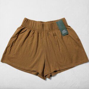 Wild Fable High Waisted Pull On Shorts Cotton Knit Casual Lounge Ochre Brown XS